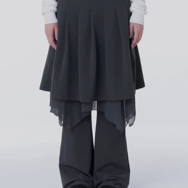 미세키서울 레이어드 스커트 팬츠 그레이
