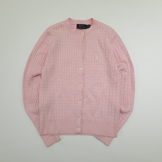 CN887W M 폴로 랄프로렌 핑크 케이블 QR 니트 스웨터 가디건