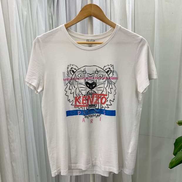 겐조 KENZO 화이트 타이거 프린트 반팔 티셔츠 1509