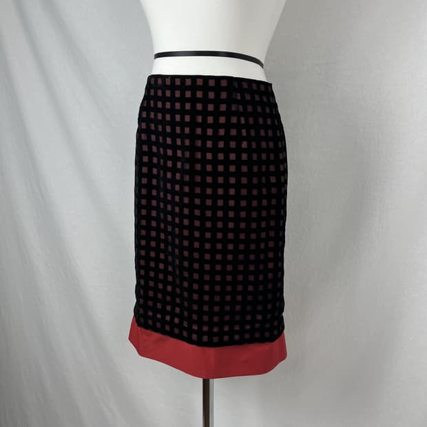 Vintage (maede in japan) 체크패턴 미디 스커트 