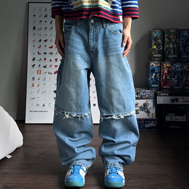 MOHHE 리프드 와이드 스트레이트 진