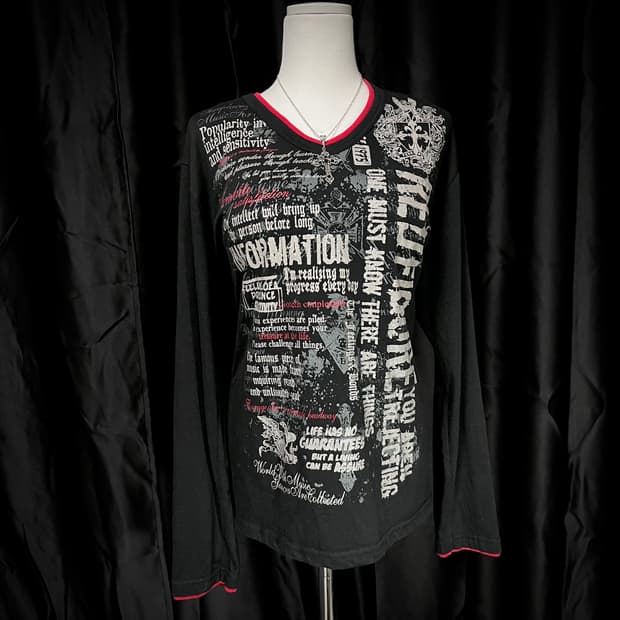 고스펑크 글리터 레터링 롱슬리브 매펑깔 y2k 