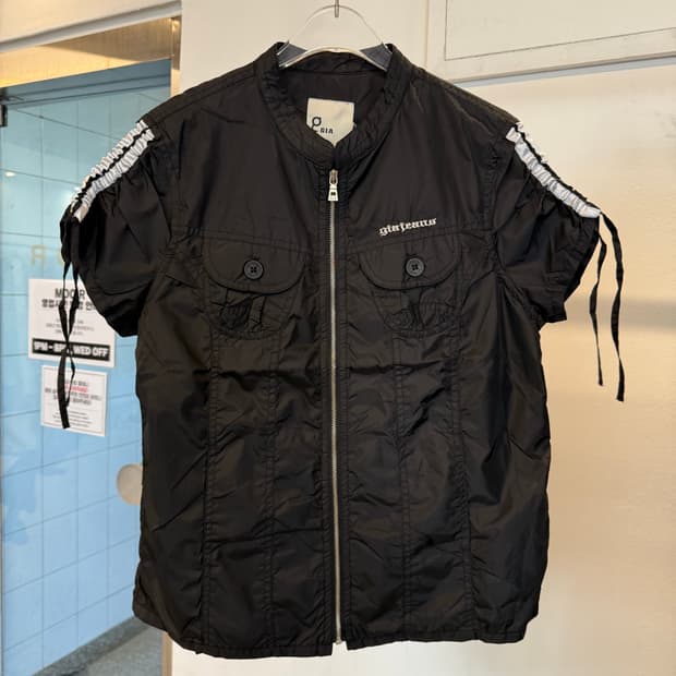 Gia Nylon Zip-Up Top Black 
