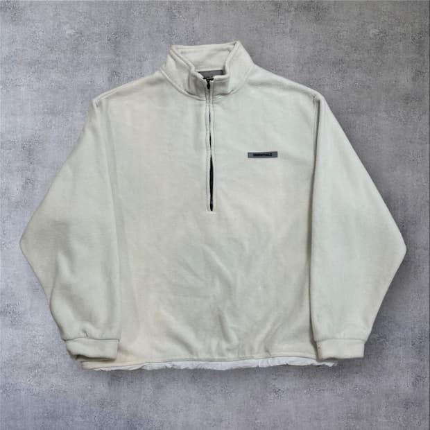 피어 오브 갓 에센셜 스몰 로고 화이트 하프 집업 플리스