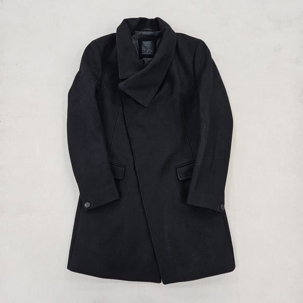 [36] 올세인츠 사선 하이넥 블랙 코트 0116Y1