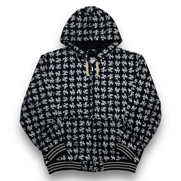 MLB G-lll 양키즈 멀티 로고 패턴 올드스쿨 후디 집업