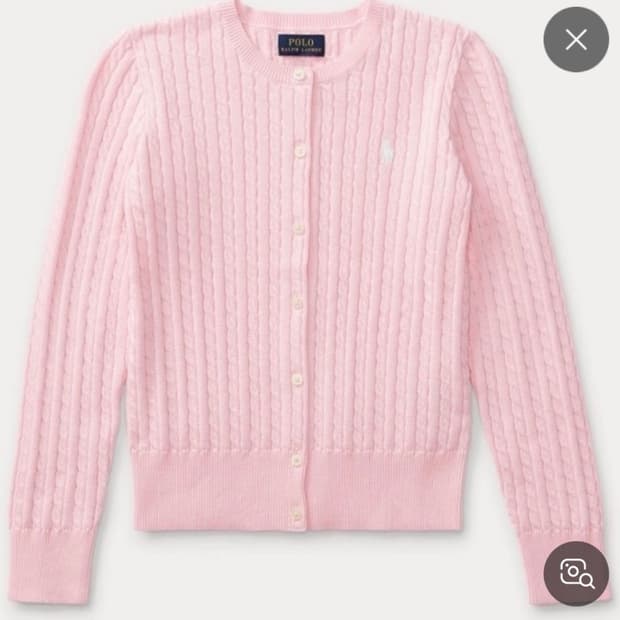폴로랄프로렌 핑크 꽈배기 가디건 M