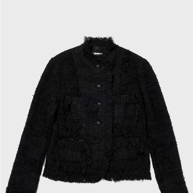 Open YY frayed tweed jacket