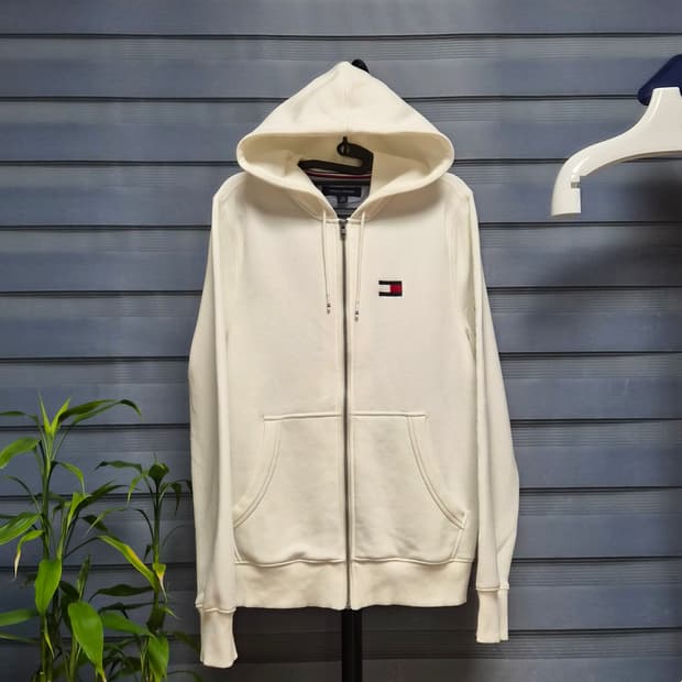 타미힐피거 후드집업 XS~S 화이트 세탁완료