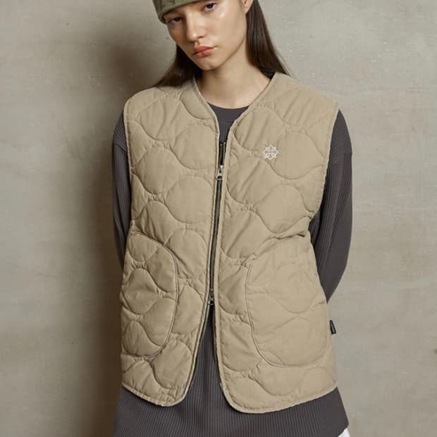 어널로이드 워시드 퀼팅 베스트 베이지