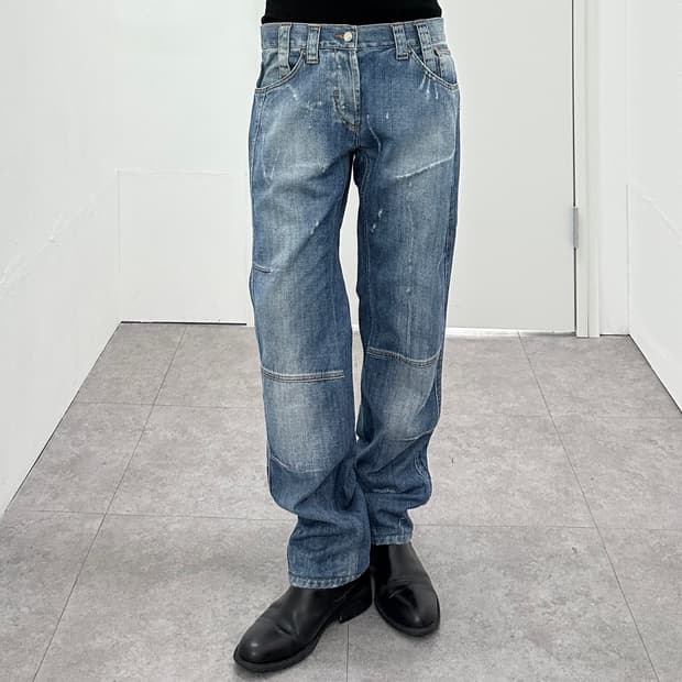 Versace Metal Plate Detail Denim Pants