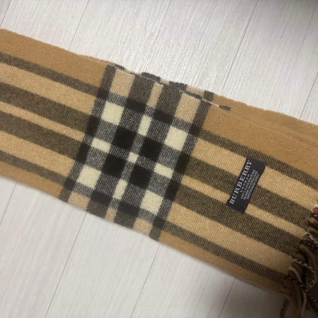 버버리 100% 캐시미어 노바체크 목도리 브라운 정품 