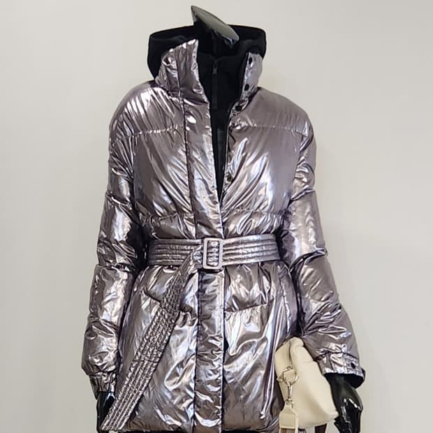메탈실버 패딩점퍼 