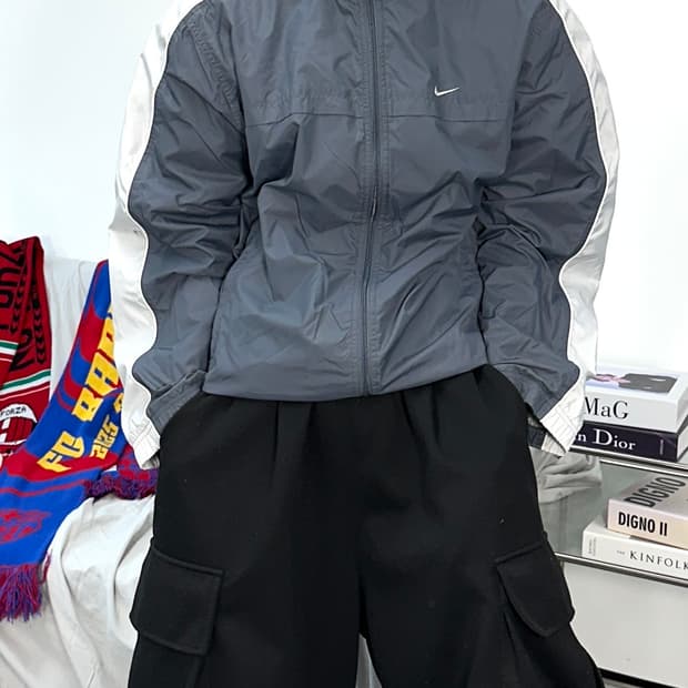 나이키 그레이 화이트 바람막이 S