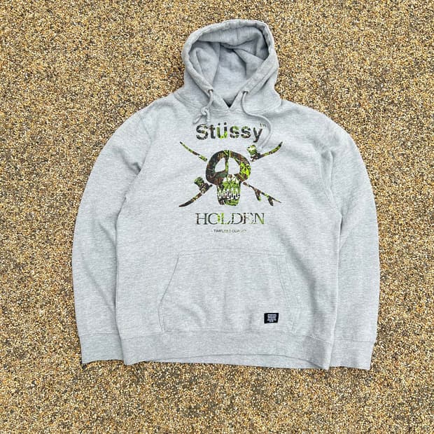 스투시(stussy) 홀덴 스컬로고 그레이 후드티