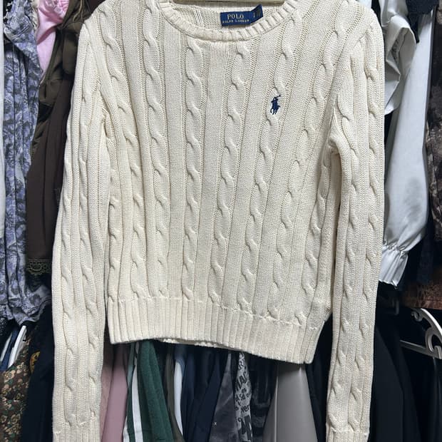 폴로 꽈배기 니트 아이보리 