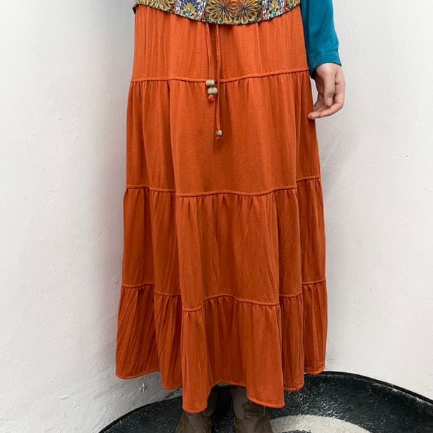 히피 오렌지 캉캉 롱 스커트🍊