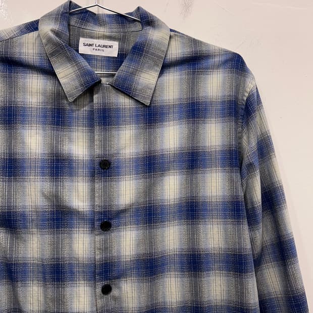 생로랑 레귤러 그라데이션 체크 셔츠