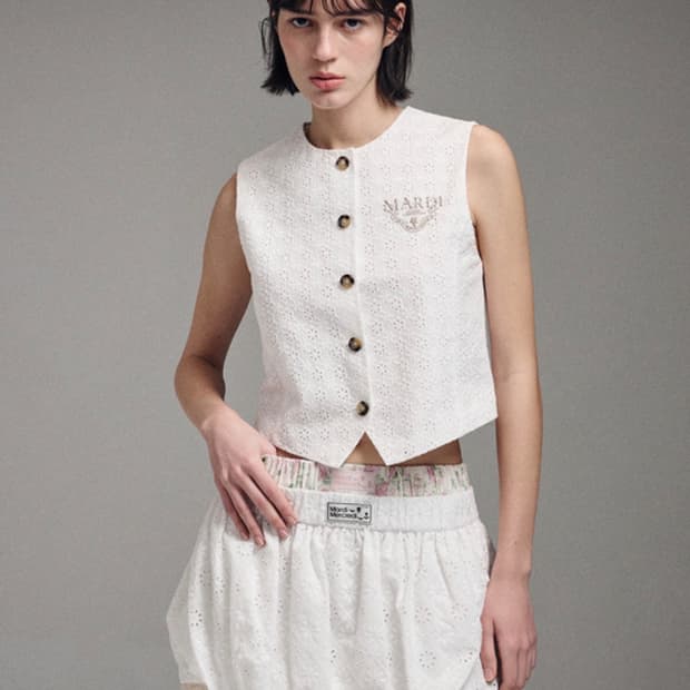 마르디메크르디 CLASSIC VEST EYELET_WHITE