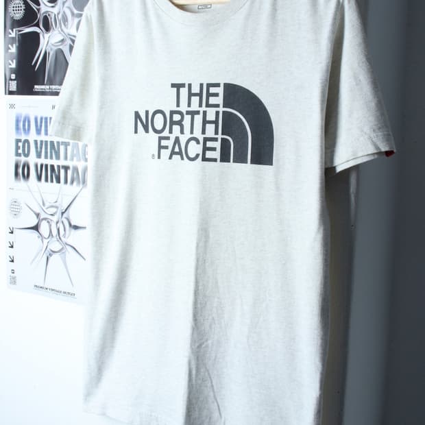 (L-XL) 노스페이스 반팔 티셔츠 빅로고 멜란지 올드스쿨-7B49