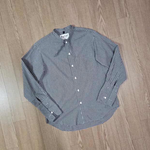 HAKUI JAPAN 셰퍼드 체크 커프스 헨리넥 셔츠