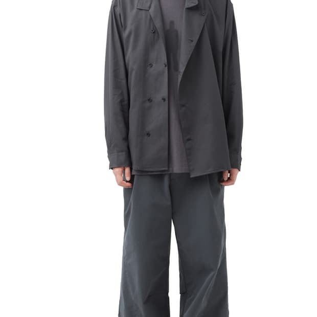 4 해칭룸 블랙 비대칭 더블 셔츠 자카드