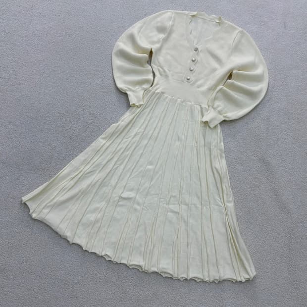 실측확인 빈티지 여성 플리츠 롱 원피스 0427E