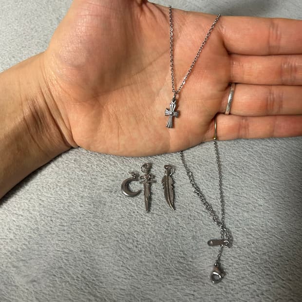 크롬 써지컬스틸  실버 목걸이