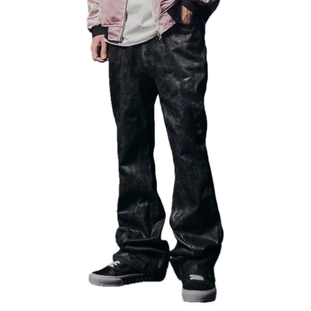 낫포너드 커브드 더티 워시 부츠컷 데님 팬츠 코티드 블랙