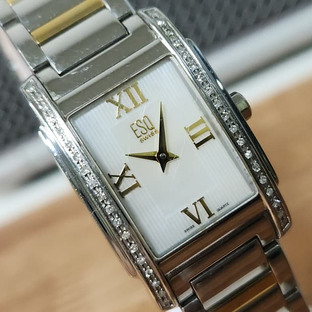 # 스위스 ESQ 모바도 킹스턴 정품 다이아몬드 콤비 여성명품 시계 급처