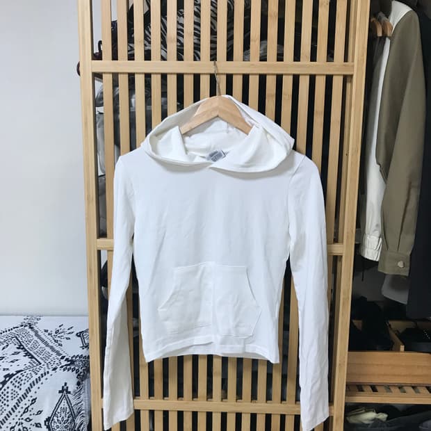 크롭 후드 긴팔티