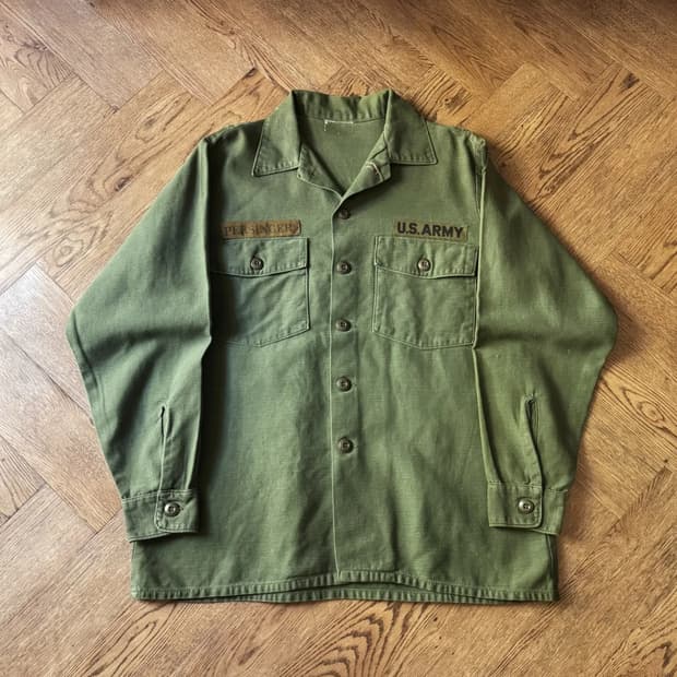 [L]60s 오리지널 U.S ARMY OG-107 리페어드 밀리터리 셔츠