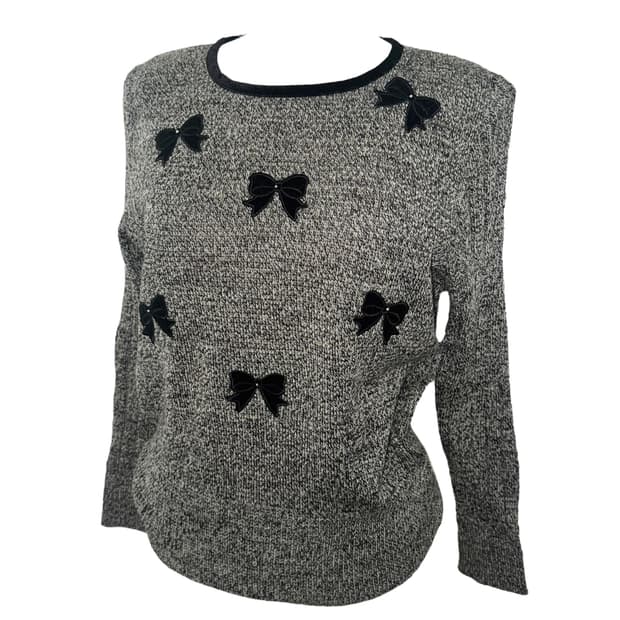 Delicate Grey Ribbon Knit Top