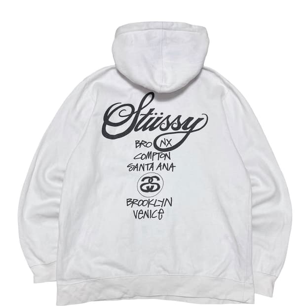 스투시 월드투어 흰색 후드티
