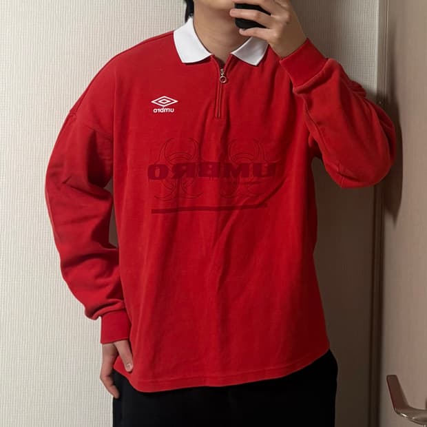 정품 엄브로 반집업 럭비 맨투맨 카라넥 긴팔 티셔츠