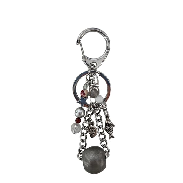 Silver fossil keyring 