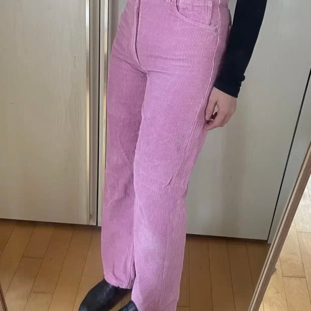 ZARA 자라 버블검 핑크 코듀로이 골덴 스트레이트 팬츠 프레클 