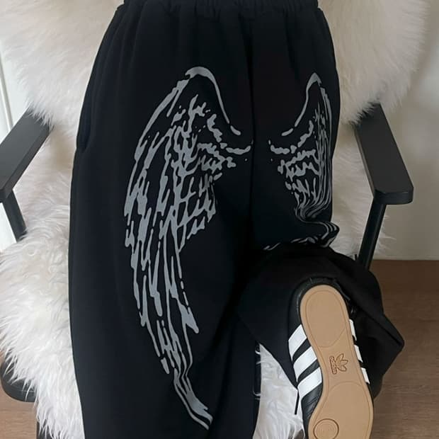 팬시클럽 엔젤 빈티지 스웻팬츠 블랙