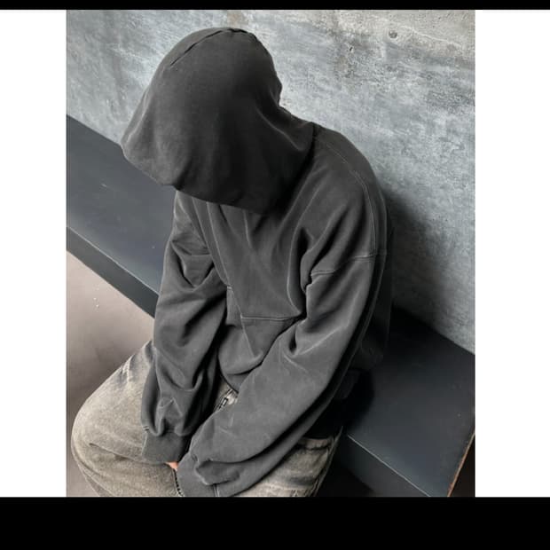 Free / 차콜 ) 피그먼트 오버핏 후드티셔츠