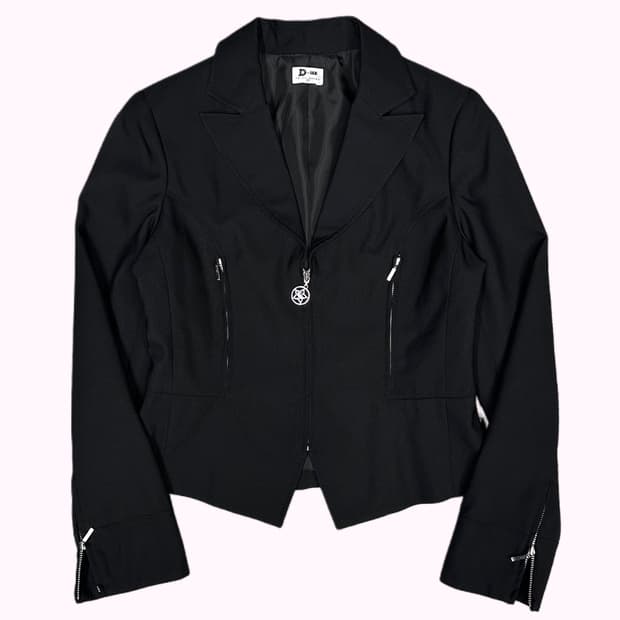 star pendant zip-up blazer
