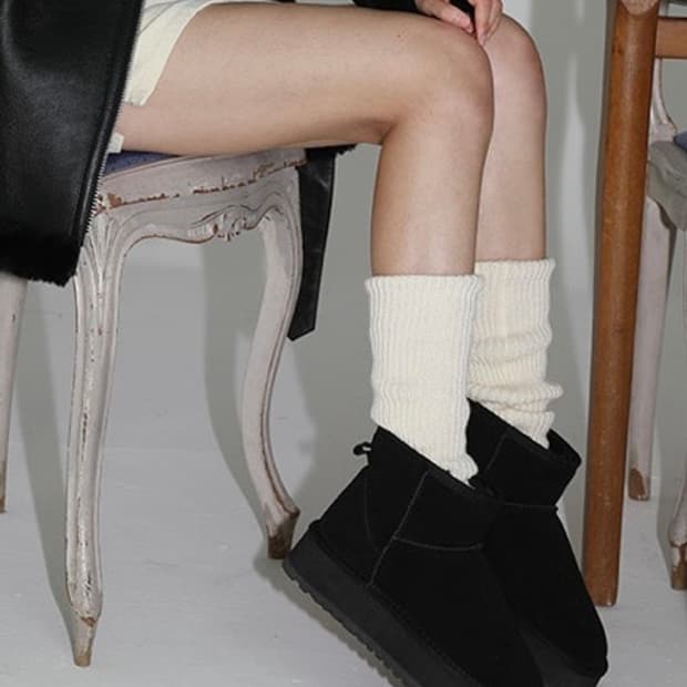 플랫폼 어그 숏 양털부츠 블랙