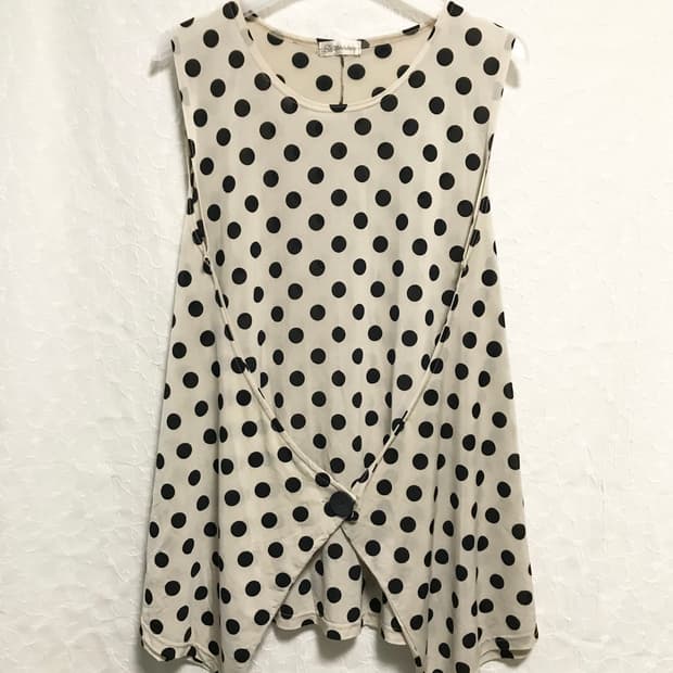 빈티지 너드 모리 도트 레이어드 슬리브리스 탑