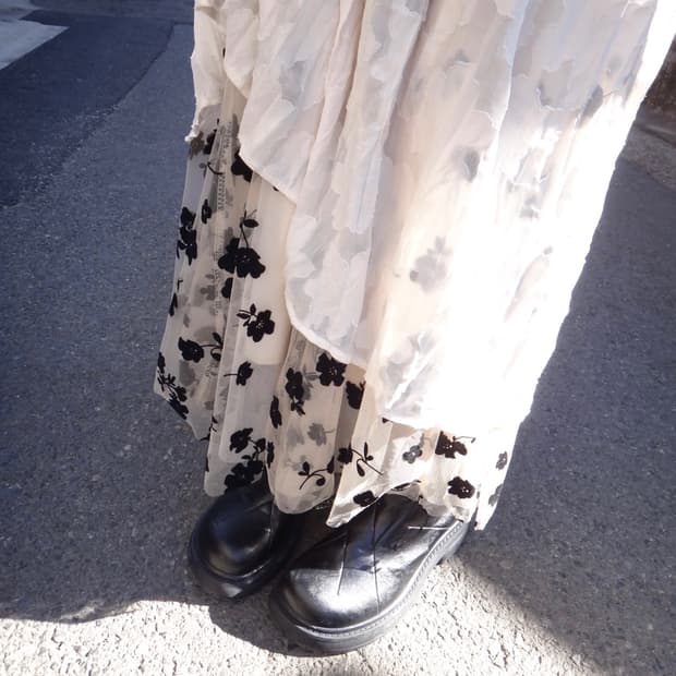 Spring flower tulle skirt / ivory