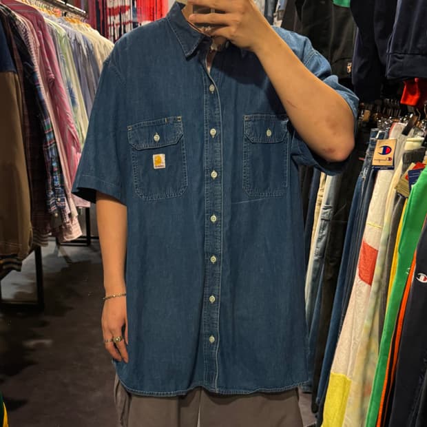 [IM] Carhartt 칼하트 투포켓 데님 반팔셔츠 진청