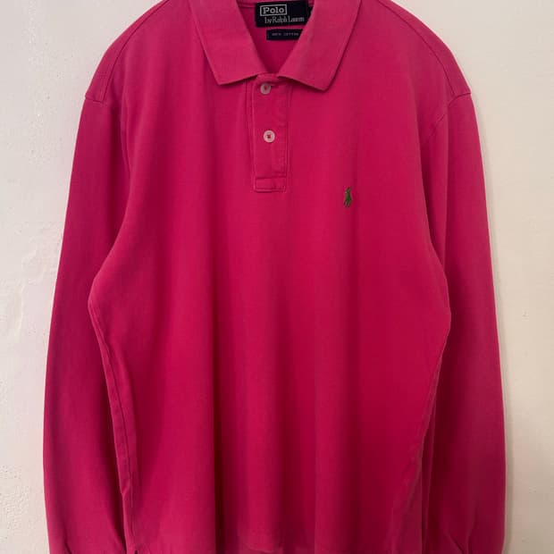 폴로 랄프로렌 핑크색 긴팔 카라티 L