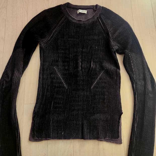 나체 two tone slim fit knit black