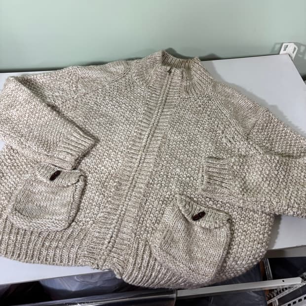 FREE VTG 아이보리 짜임 코위찬 니트집업