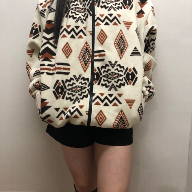 빈티지 아이보리 히피 플리스 집업