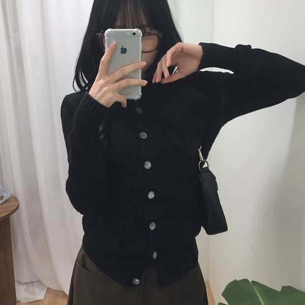 여성 폴로 버튼 니트 가디건 95