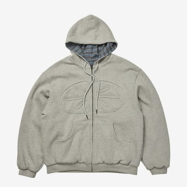 (L) ertr 리버시블 후드집업 체크 블루/그레이